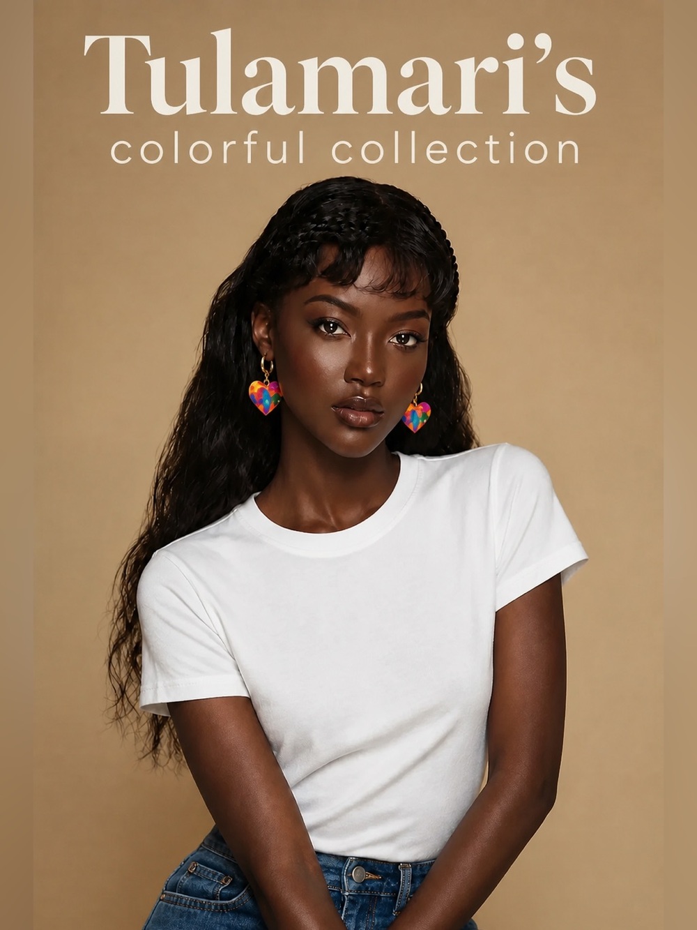 Tulamari Multicolor Heart Drop Earrings — Vibrant Rainbow Style